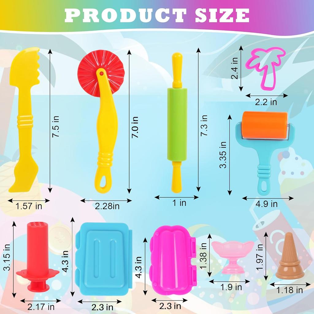 Playdough Tool Set, 31 PCS Playdough Ice Cream Set for Kids, Playdough Accessories Includes Assorted Animal Cutters, Summer Themed Molds, Popsicle