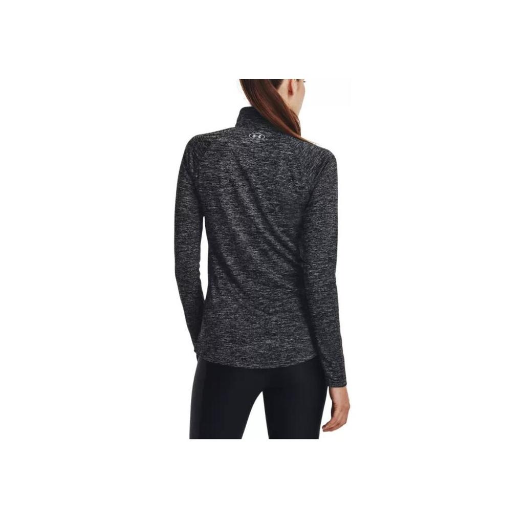 Under Armour Half Zip Stand Collar Long Sleeve T-Shirt Women Tops Black 1270525-001