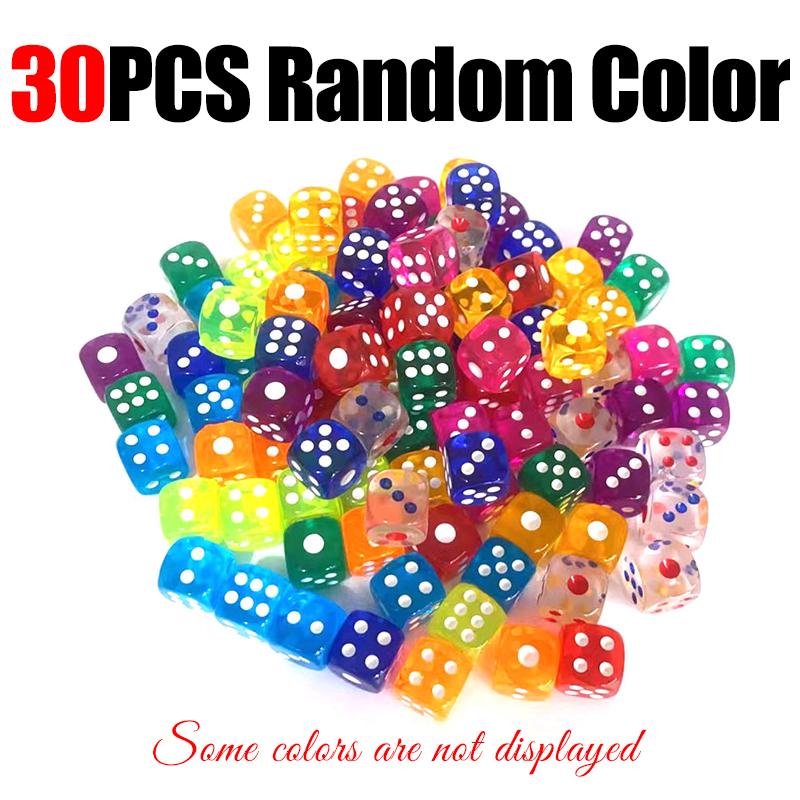 

30-50PCS/Set Assorted Transparent Color 14mm Size Rounded Edge Gambling Dice for KTV Bar Festival Party Board Game Supplies ZYF