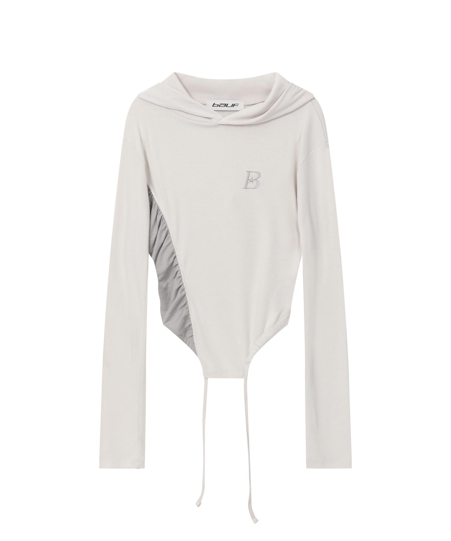 Baup Star Line Shirred Hooded Bodysuit [Ivory]