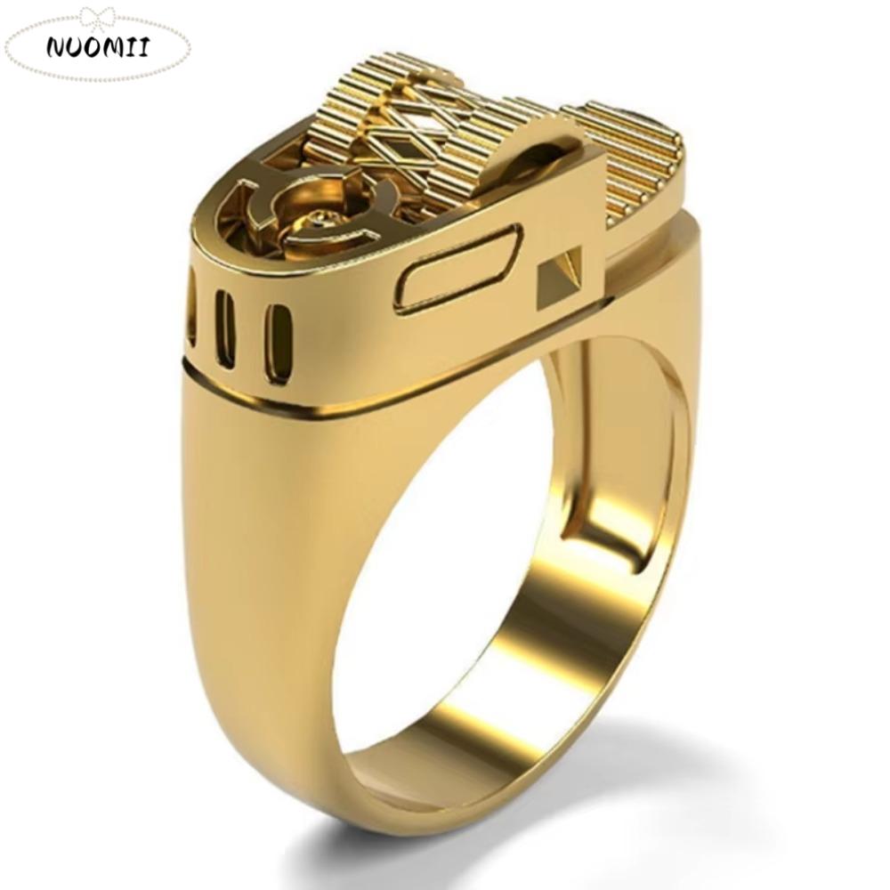 Alloy Material Lighter Ring Copper Ring Creative Design Geometric Design Ring Trendy Style Fashionable Jewelry Cool Ring