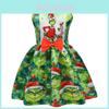 Vestido de Niña El Grinch con Lazo y Dibujos Animados para Primavera Verano