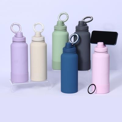 Custom Logo Magsafe Magnetic Phone Holder Thermos Drink Bottle Soft Touch Vacuum Insulated Flask Stainless Steel Water Bottle