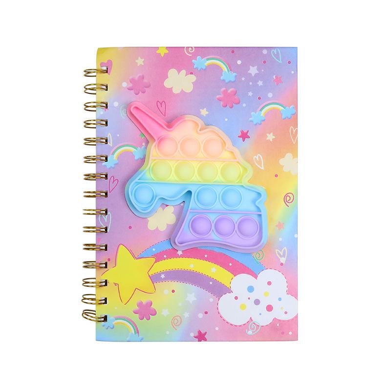 A5 Cartoon Bubble Silicone Notebook - Cute Decompression Metal Coil Diary