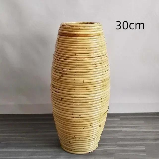 

Natural Rattan Woven Cane Vase 30-40cm Handmade Nordic Style Floor Vase Window Decoration Living Room Furnishings Home Decor