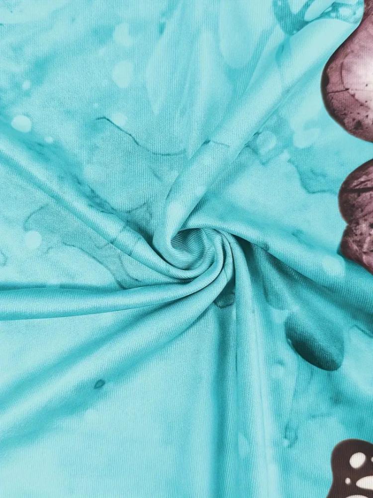 Sommer mote for kvinner Butterfly Print Kjole Rundhalset Uformell kjole Løs kjole Dameklær