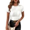 Ladies Summer New Solid Colour Round Neck Slim Short-sleeved T-shirt Tops