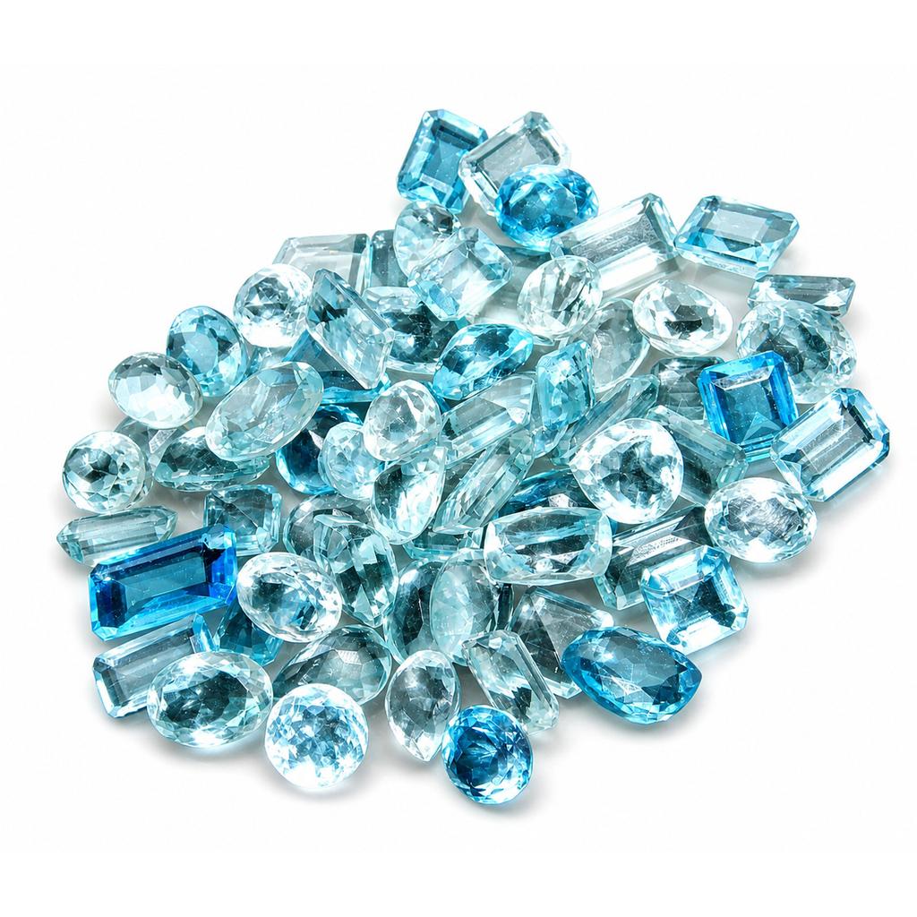 CERTIFIED 100 Ct Natural Blue Aquamarine Mix Shape Rare Mix Lot Loose Gemstone