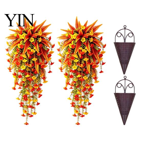Künstliche Prunkwinden-Girlande, Falsche Herbst-Hängeblumen-Pflanzen, UV-beständige Thanksgiving-Ernte-Heimdekorationen für die Wand