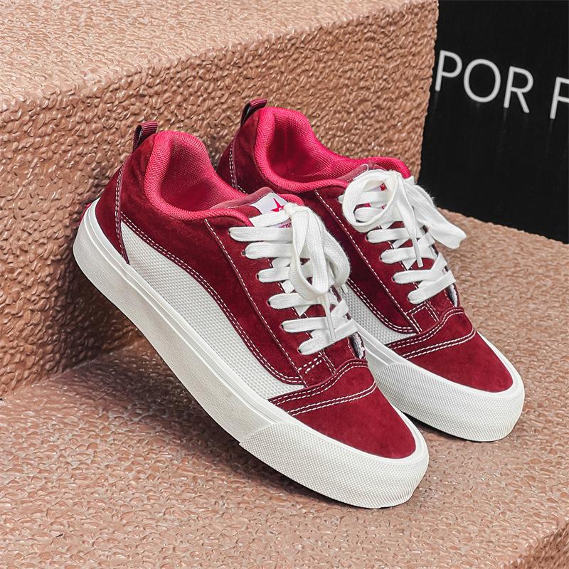 

Весенние парные эспадрильи на низкой подошве, мужские и женские студенческие модные универсальные повседневные кеды в гонконгском стиле 39 бордовый