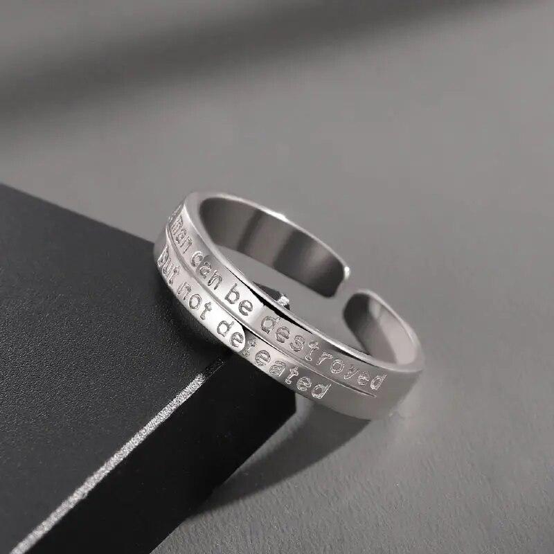YIZIZAI Simple Make A Wish Matte Letter Ring for Women Men Retro Creative Opening Silver Color Finger Rings Party Jewelry Gifts