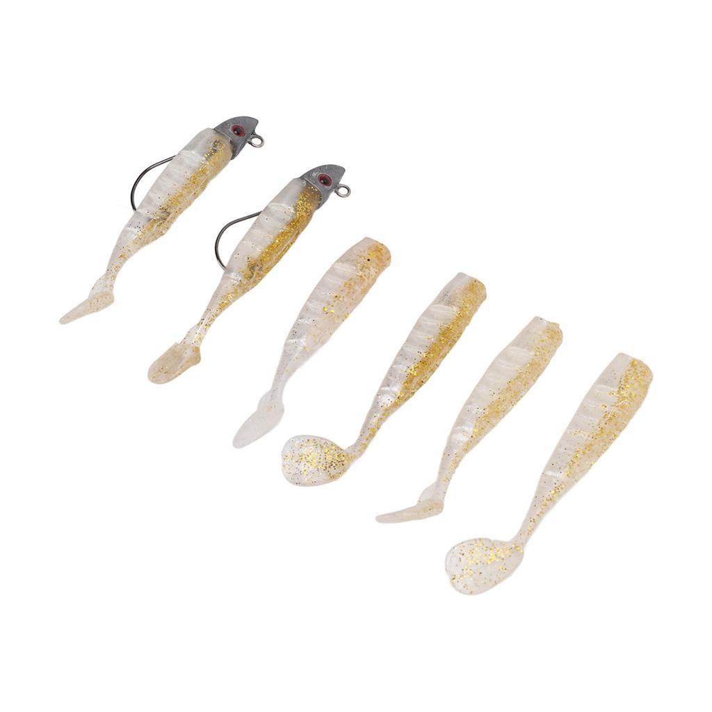 2 Sets Silicone Artificial Fishing Bait with 3D Eyes Soft Fishing Bait for Saltwater FreshwaterGold