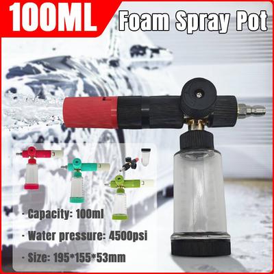 100ml Water Foam Pot with 1/4 Inch Quick Connector Soap Foam Spray Bottle Adjustable Car Wash Foam Sprayer for Car Wash