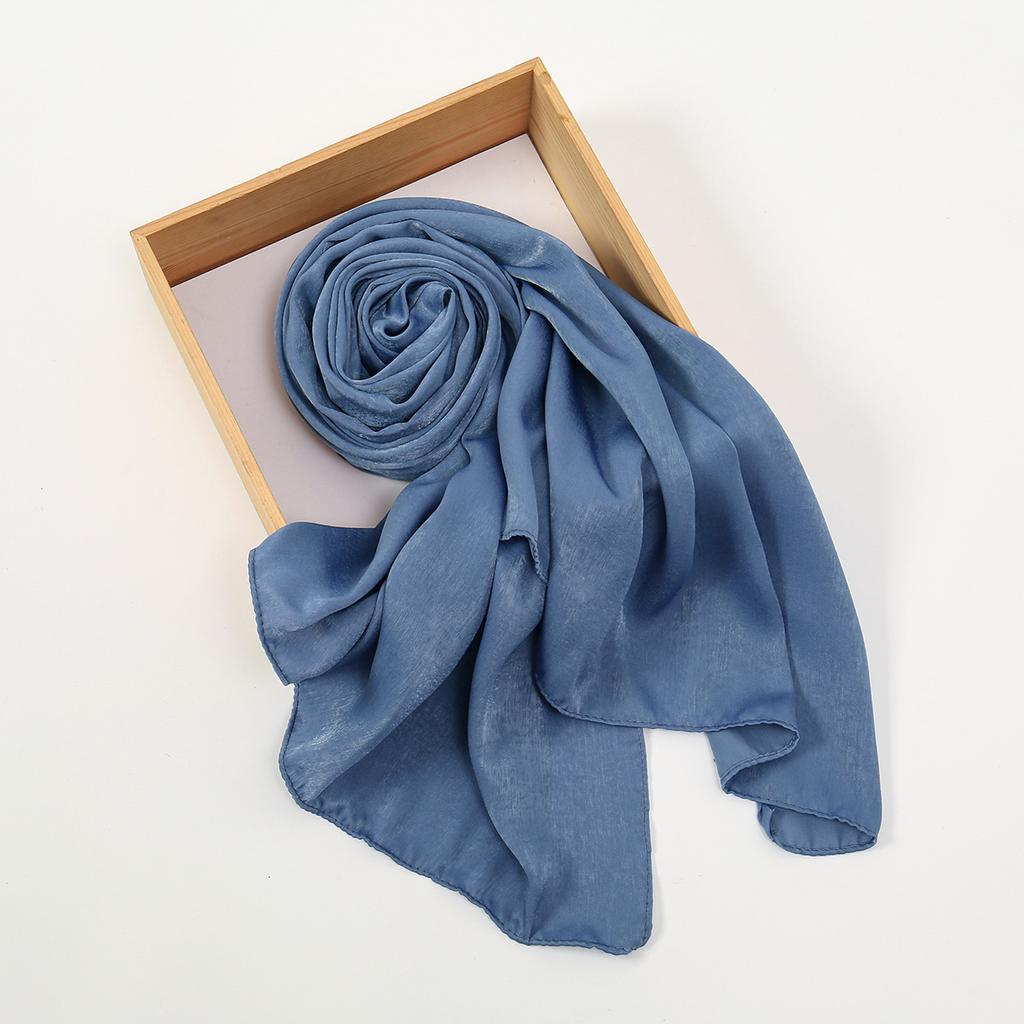 Premium Shiny Hijab Silk Scarfs Woman Muslim Hijab Head Scarf Headwraps Fashion Bufandas Silk Scarves Shawl Headband