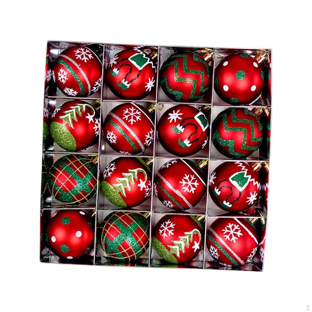 16 Stycken Julkulsdekorationer Dekorativa Julkulor Prydnader Träddekorationer för