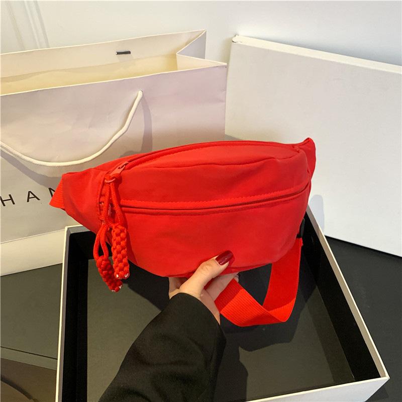 

Нагрудная сумка-банан для женщин, поясная сумка через плечо, парусиновая поясная сумка для бега, повседневные поясные сумки, спортивная поясная сумка в форме полумесяца One Size красный