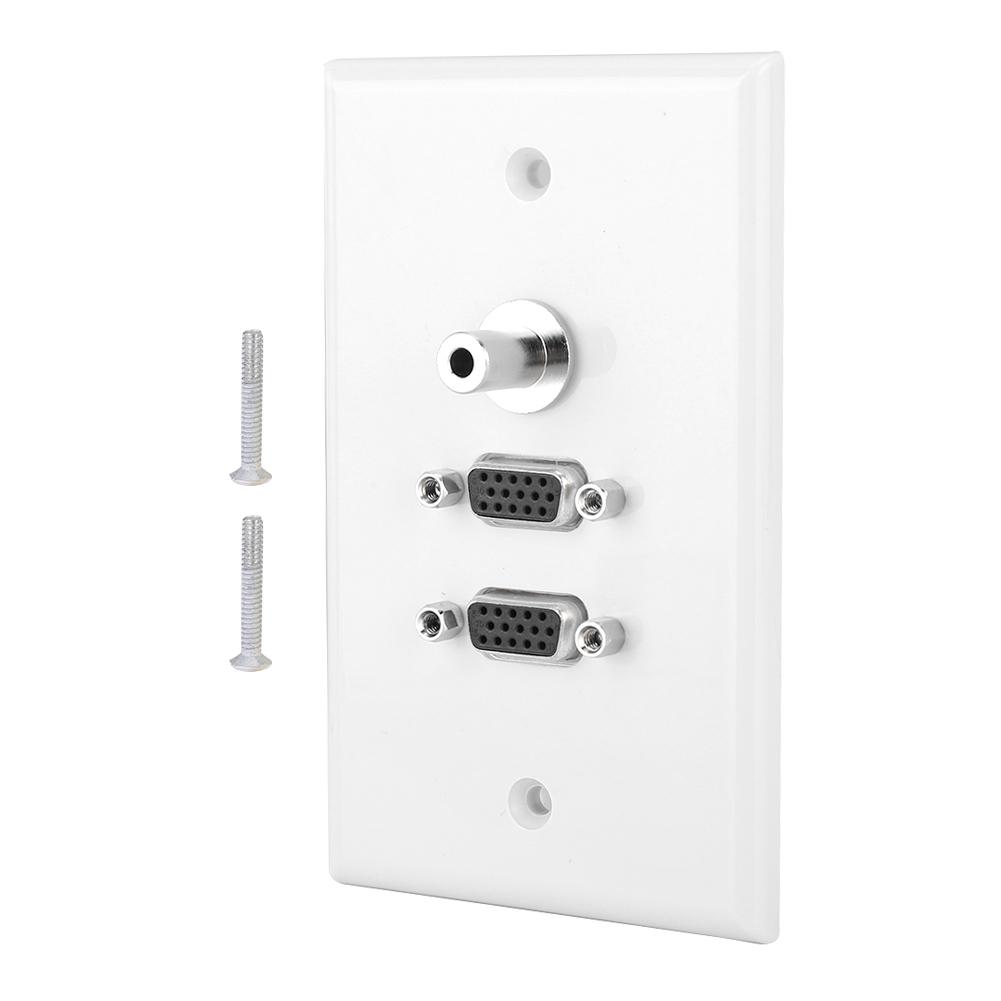 2 VGA Port 3.5 Female Head Wall Plate Panel for Home Theater Installation