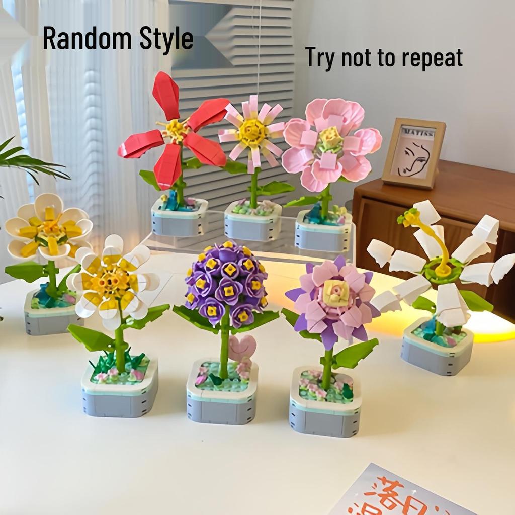 Diamond Horse Flower Block Set: Handmade Eternal Bouquet, Compatible with Lego. Creative Desktop Ornament and Ideal Gift for Girls.