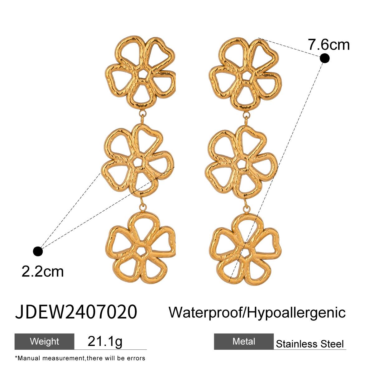 Jieding Jewelry European and American Stainless Steel Flower Necklace ins Stud Earrings Pendant 18k Gold Titanium Steel Earrings