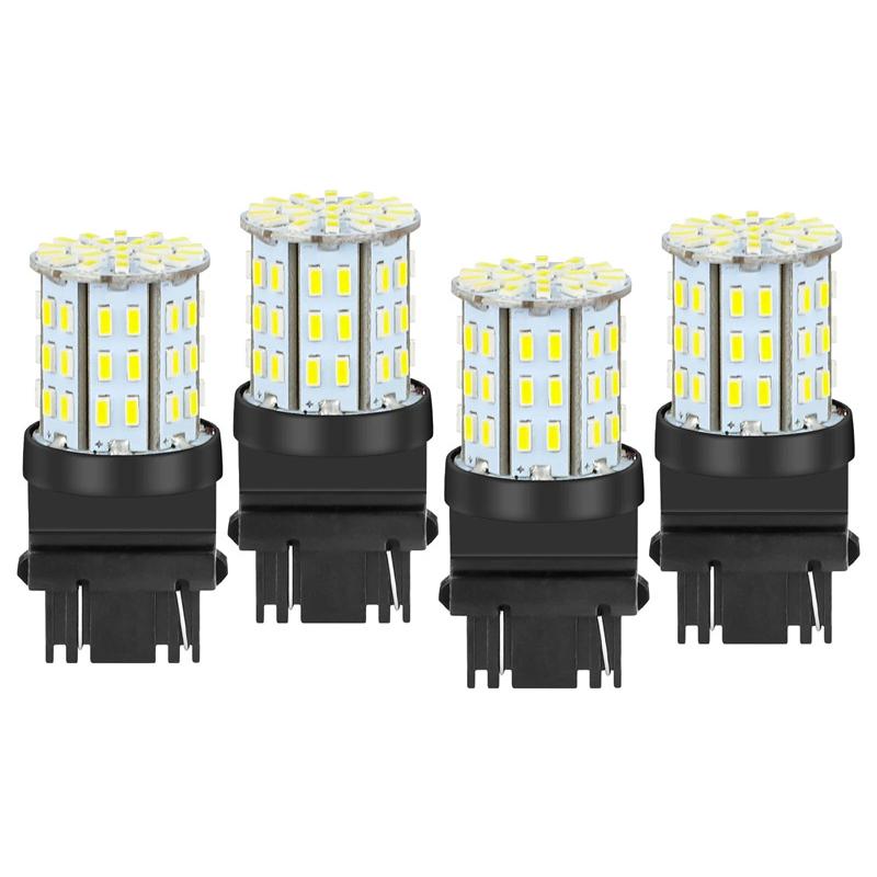 

4-Pack 3157 LED Light Bulbs | 64-SMD White Car Brake/Turn Signal Lights (12V, 50000 Hours Lifespan)