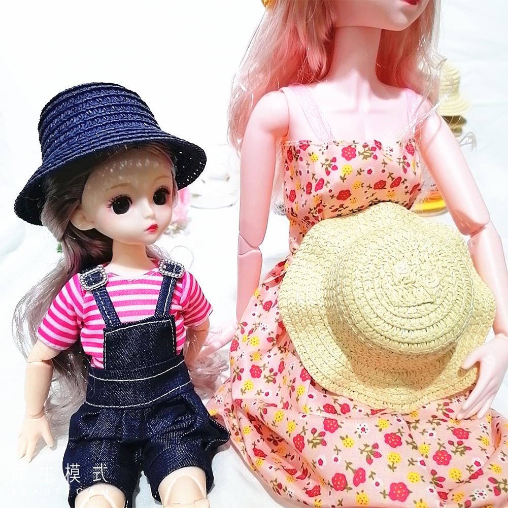Wavy Edge Cute Straw Hat BJD Straw Hat Pet Hat Cotton Baby Hat Mini Hat Doll Hat Toy Hat Small Hat