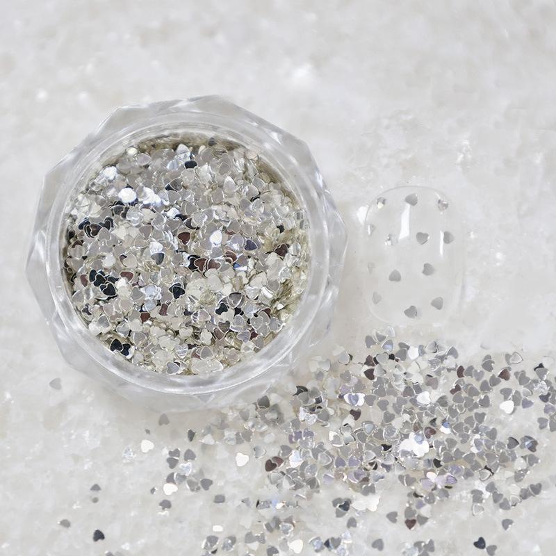 1Jar 1Mm Mini Sparkling Love Nail Glitter Sparkling Heart Nail Decoration Nail Salon Design Cute Accessories Diy Nail Art Design