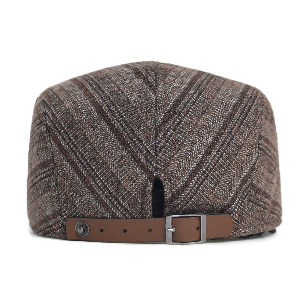 Winter Autumn Newsboy Cap Men Women Thick Warm Vintage Casual Stripe Berets Flat Hat Peaked Cap Adjustable