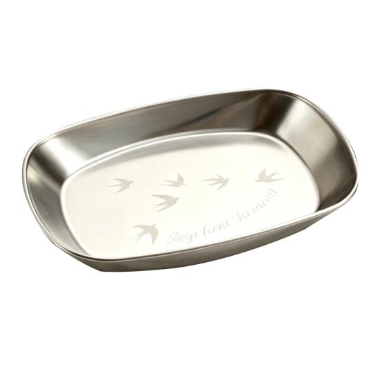Stainless Steel Food Storage Tray Strawberry Bear Swallow Pattern Food Grade Portable Outdoor Picnic Fruit Snack Candies Serving Dish Plate