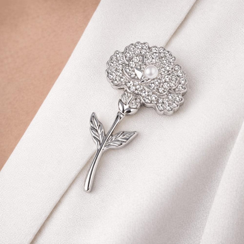 Luxury Floral Corsage with Pearls Metal Corsage Ornament Unique Carnation Brooch  Mother's Day Gift