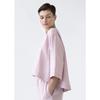 Lniany Rozkloszowany Top Damski Luźna Casualowa Bluzka Rękaw 3/4 Koszula Oversize