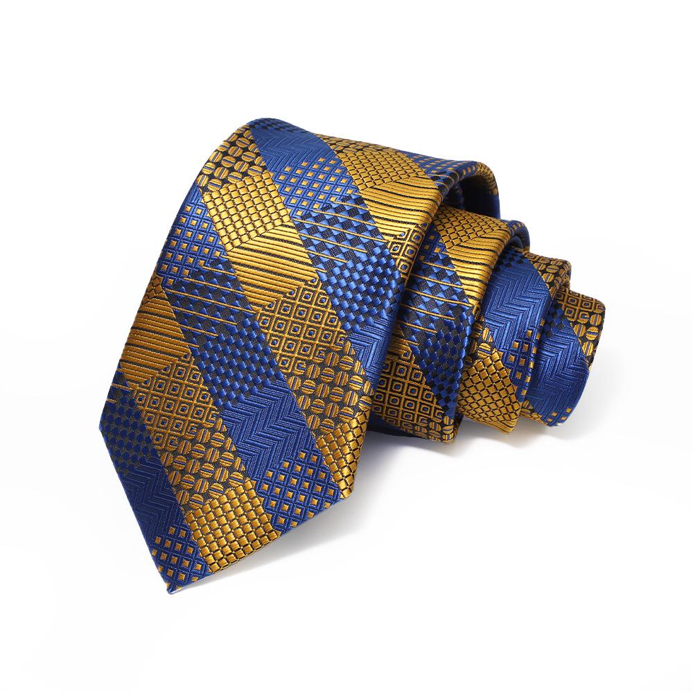 Corbata de Jacquard Rayada para Hombre, Atada a Mano, Poliéster, 8cm, Accesorio Formal de Negocios de Alta Gama