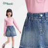 Girls' Raw Edge A-line Denim Skirt