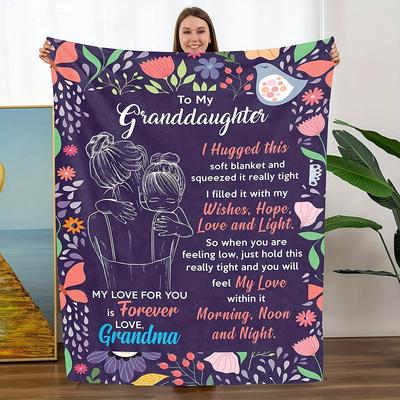 Grandma's Floral Flannel Blanket for Granddaughter - Ultra Soft & Warm Throw for Sofa/Bed, Cozy Gift from Grandma