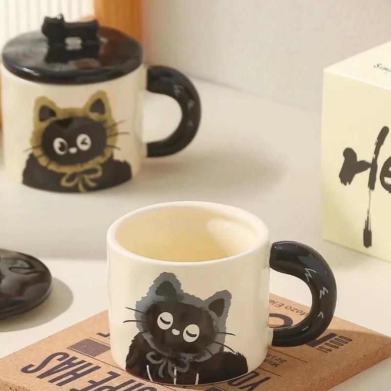Creative Personality Cat Mug with Lid Cute Ceramic Coffee Cup Office Cup Gift Drinking Water Cup Souvenir