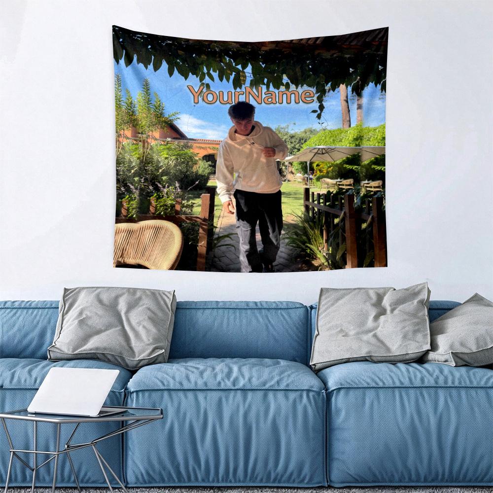 Mbappe Custom Your Name Wall Decor Tapestry Art For Pet Memorial Birthday Wedding Party Backdrop Family Gift
