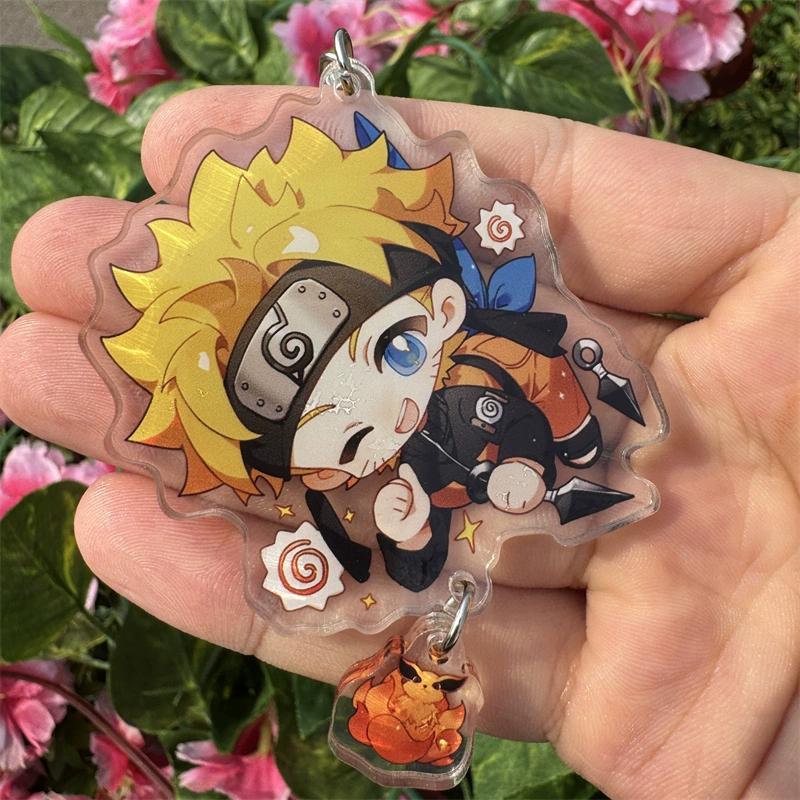 Anime Naruto Acrylic Keychain Accessaries Uzumaki Naruto Cartoon Keyring