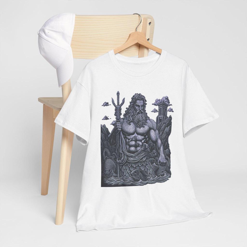 Best Selling Fashion Poseidon Graphic Tee, Mythology Shirt, Ocean God T-Shirt, Greek Myth Tee, Sea King Top, Unisex Cotton Tee