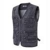Spring and Autumn New Men's Denim Vest Multi-Pocket Work Clothes Versatile Casual Tops