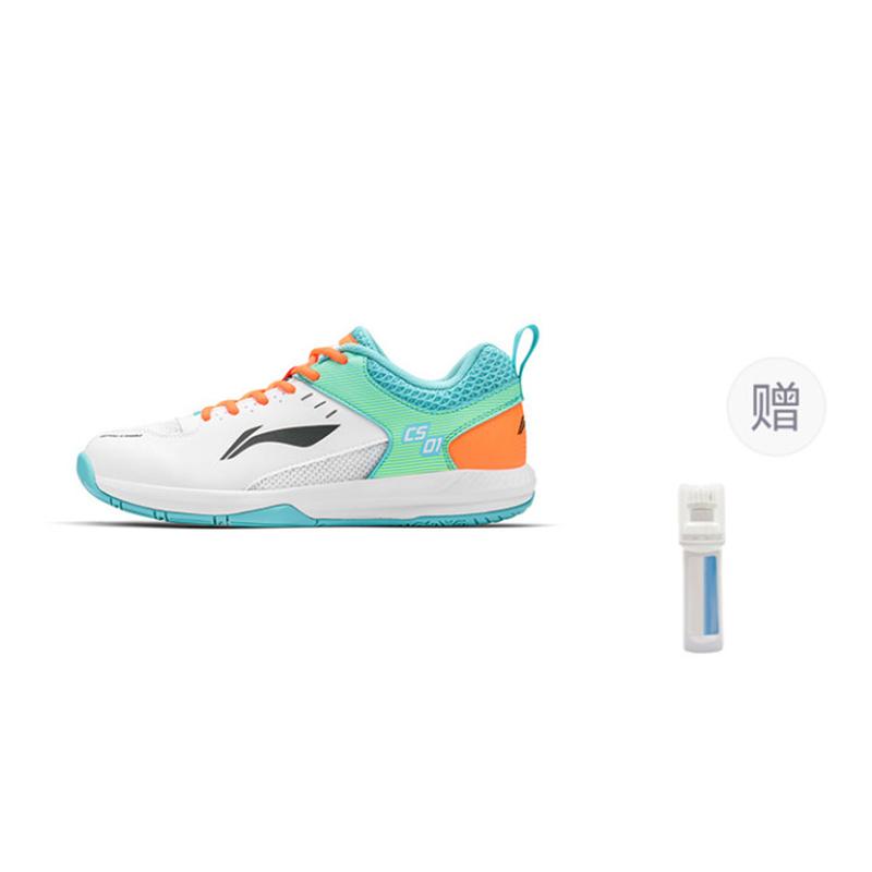 Li-Ning Lightweight Feather Series Fabric Leather Durable Breathable Lightweight Low-Top Badminton Shoes Unisex sneaker White Green AYTS034-1