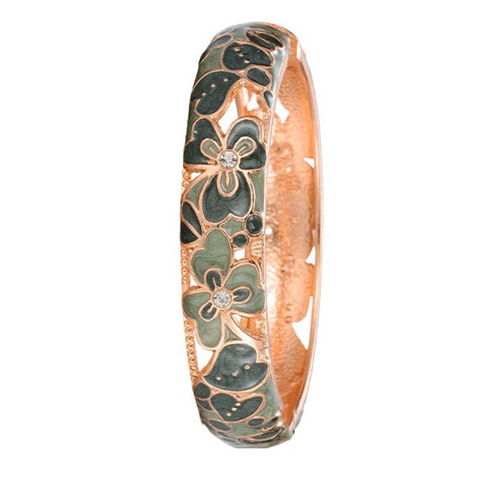 Cheongsam accessories Filigree Enamel Bangle Hanfu Accessories Hollow Out Flower Bracelet Girls