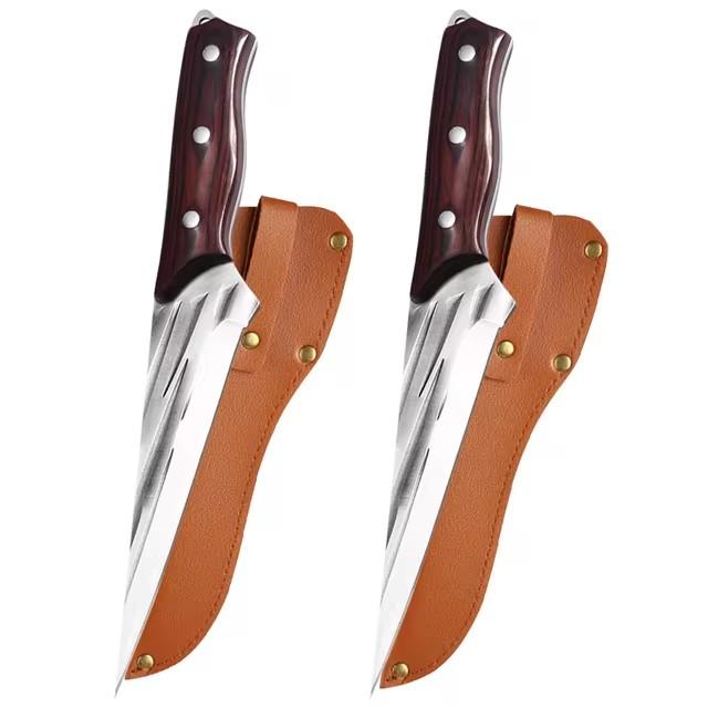 Forged Cleaver Kitchen Chef Knife High Carbon Clad Steel Meat Fish Fruit Vegetables Professional Butcher Boning Knife with Cover