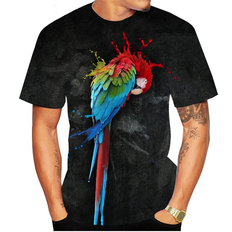 

3D Printed Parrot Animal T Shirt For Men Funny Cool Pattern Tees Summer Harajuku Loose Round Neck Tops Short Sleeve Kid T-Shirts S
