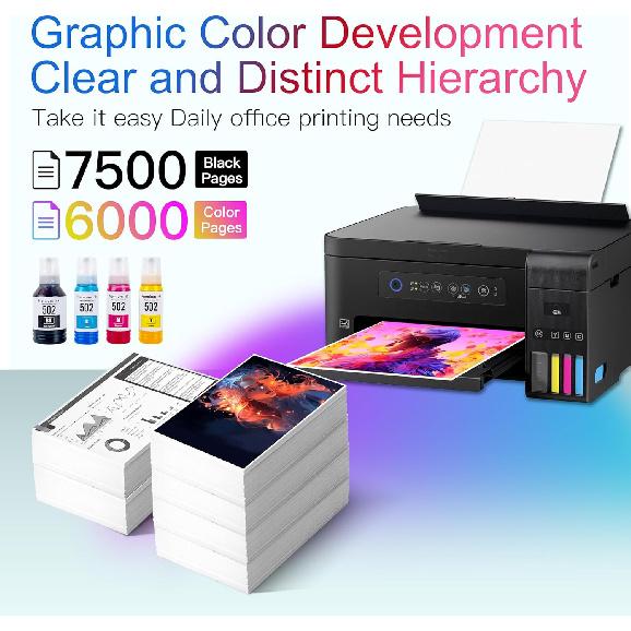 Compatible with Epson 502 Ink,for ET-4850 ET-2850 ET-2760 ET-3850 ET-3760 ET-4760 ET-2700 EcoTank Printers, ST-2000 ST-3000 | 127ml Black + 70ml X3