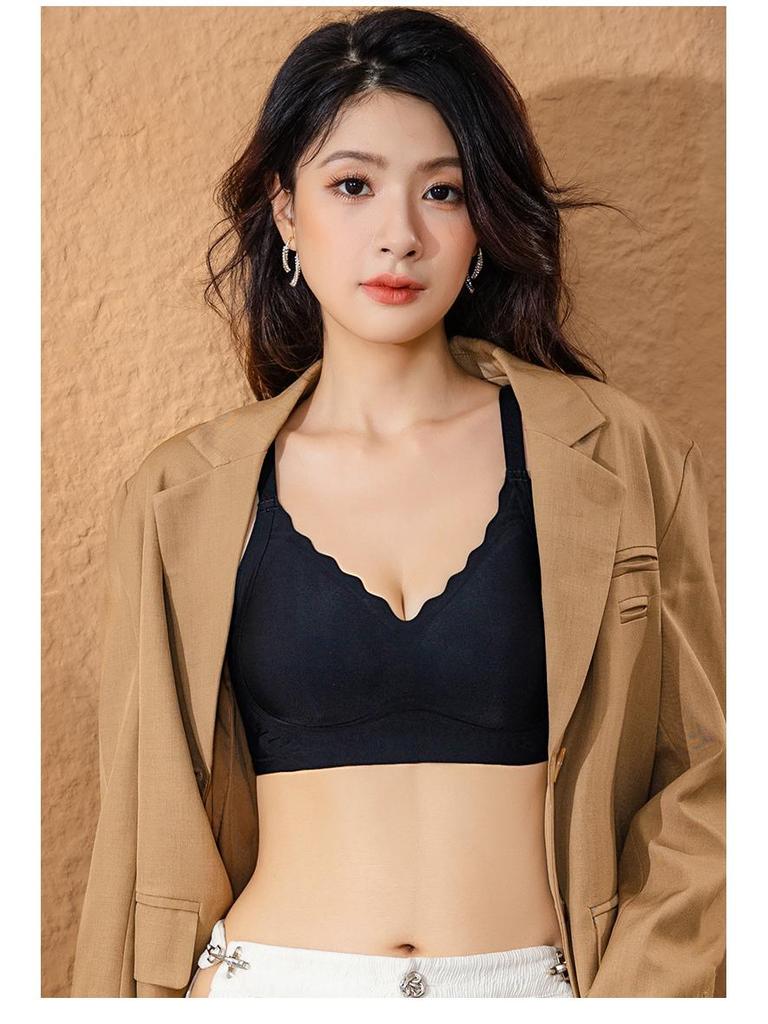 Seamless Jelly Lift Bra for Women: Fixed Cups, Small Chest Support, Gathered, Anti-Sag, Wire-Free.