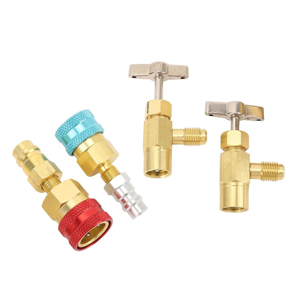 R1234YF to R134A Quick Coupler Kit, Self Sealing, High Pressure Adapter, Car AC Charging, Brass Material, Construction Tap