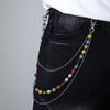 European & American Fashion Rhinestone Waist Chain - Hip Hop Punk Style Jeans Chain In Red & Black, Versatile Decorative Accessory for Women