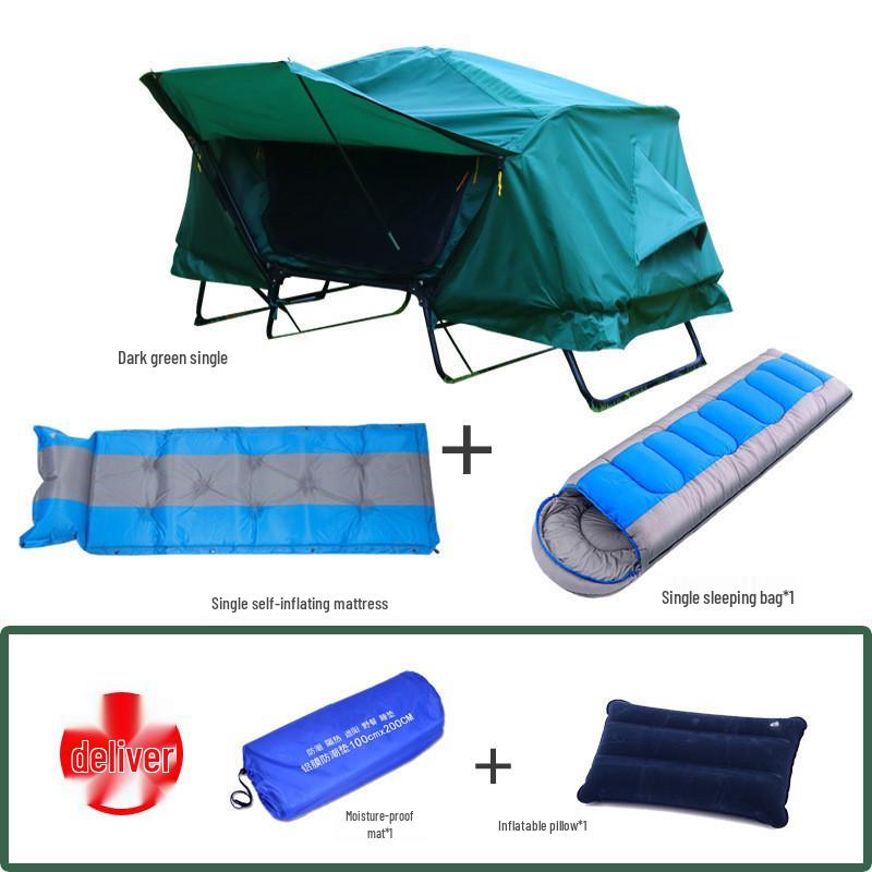 Double Layer Stormproof Outdoor Tent for Two - Rainproof, Thickened, Off-Ground, Perfect for Camping, Cold Weather, and Fishing