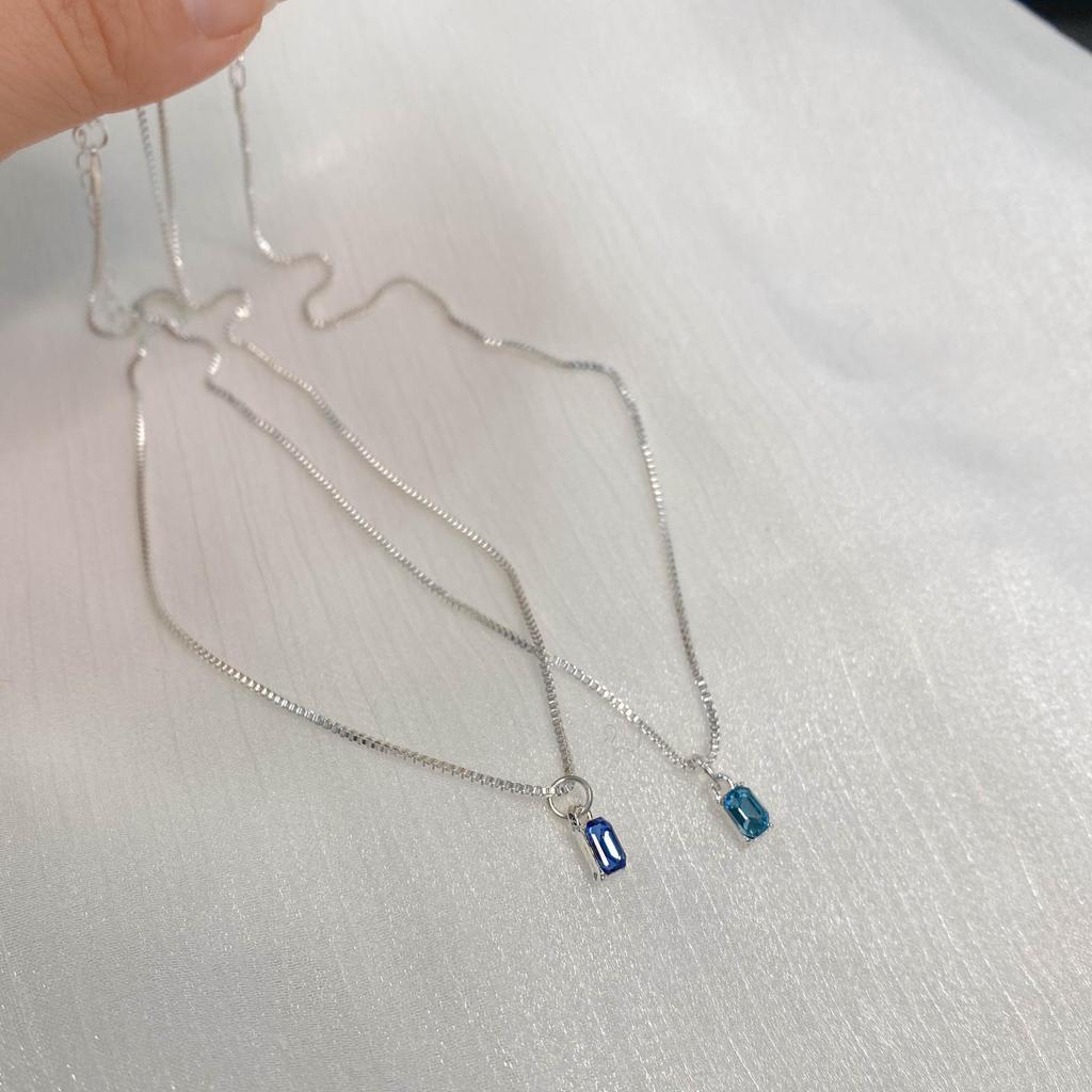 Trendy Geometric Square Zirconia Necklace for Women - High-End Versatile Clavicle Chain