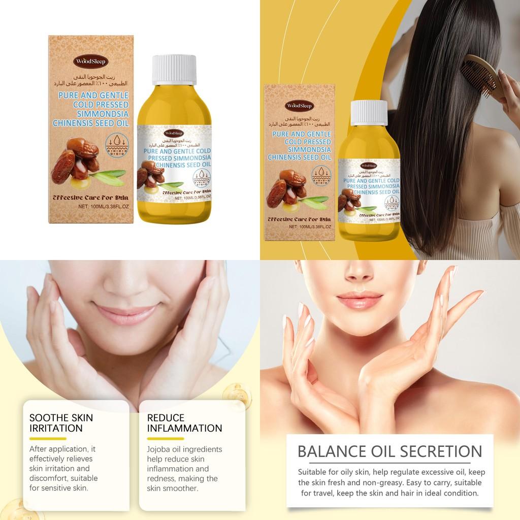 Woodsleep Multi-purpose Jojoba Oil Deep Hydration Moisturizing Body And Face Oil For Silky Radiance