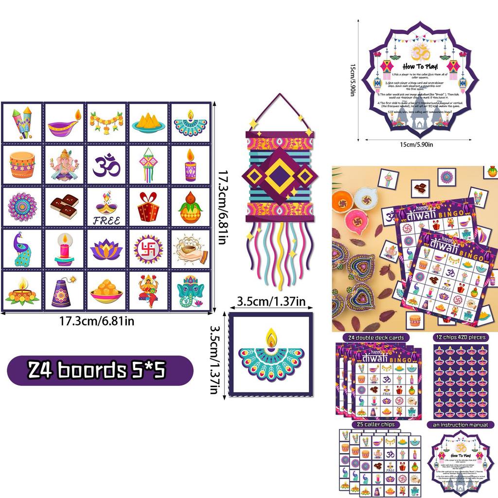 Festival Themed Bingo Card Kit With Call Sheets And Stickers For Holiday Family Fun